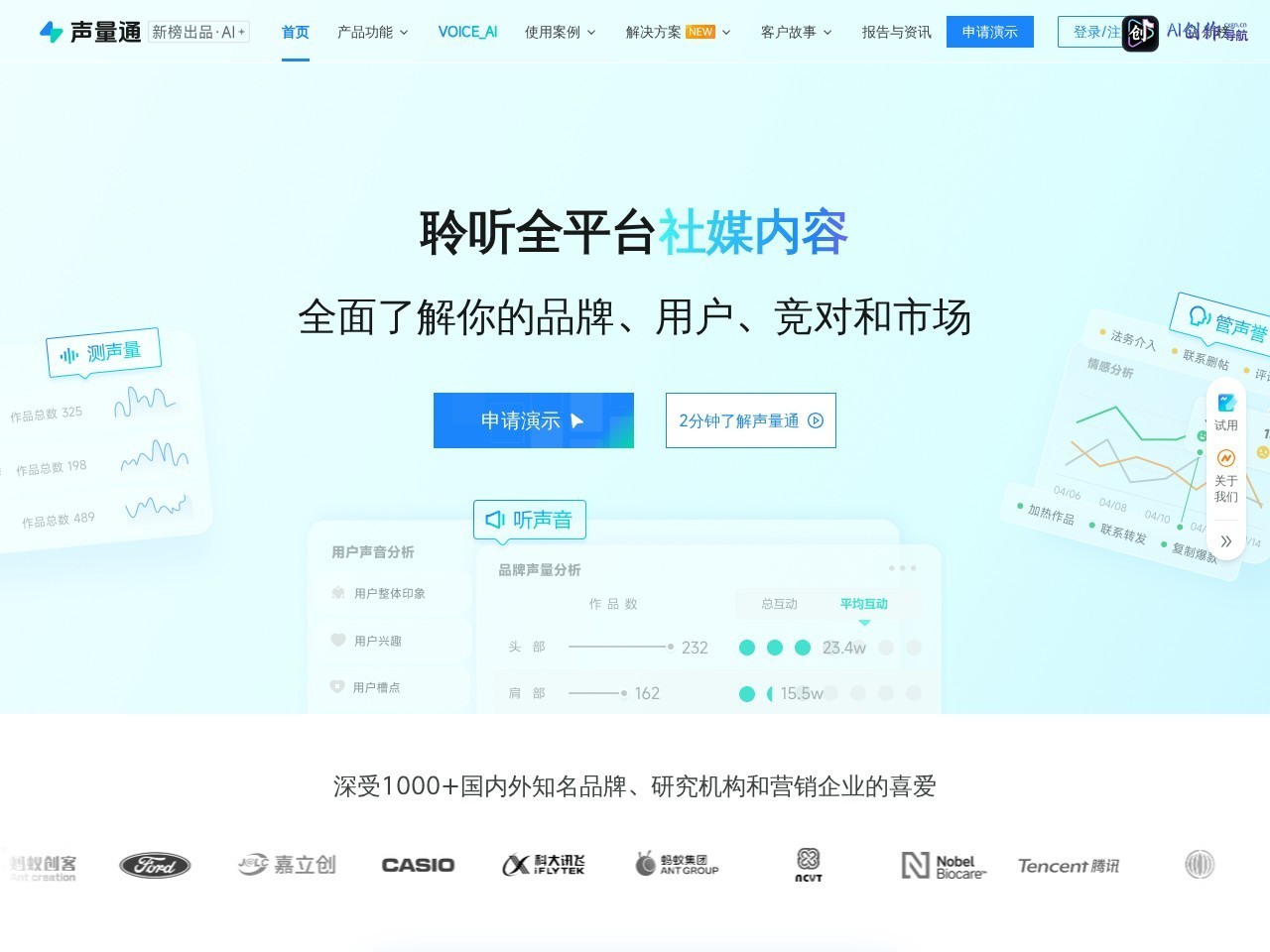 新榜声量通 网站截图