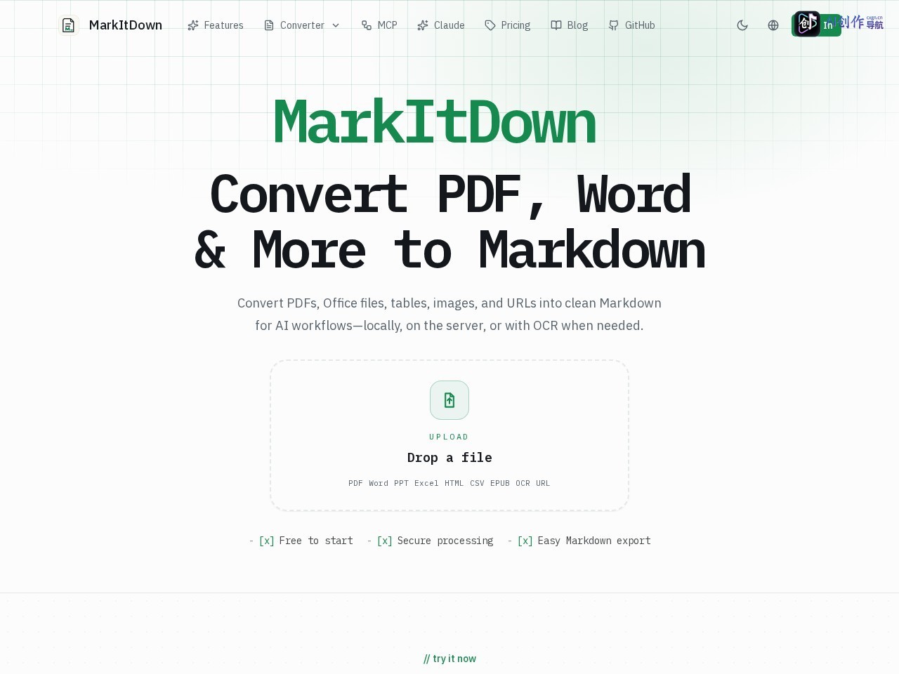 MarkItDown 网站截图