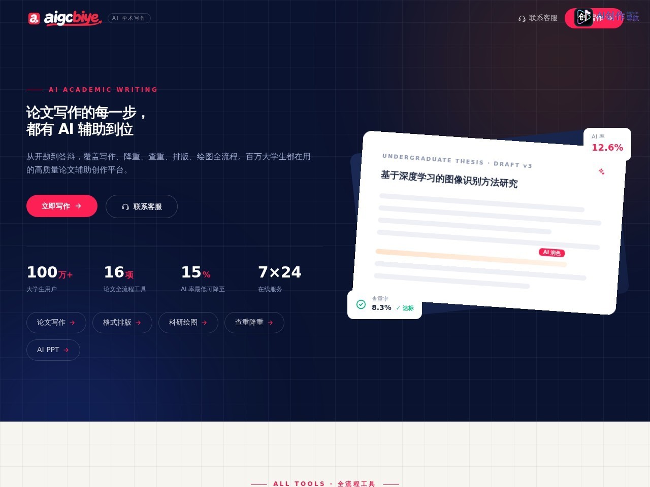 aigcbiye 网站截图